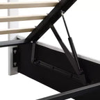 Letto imbottito Queen size con sistema di sollevamento idraulico e vano contenitore - Beige
