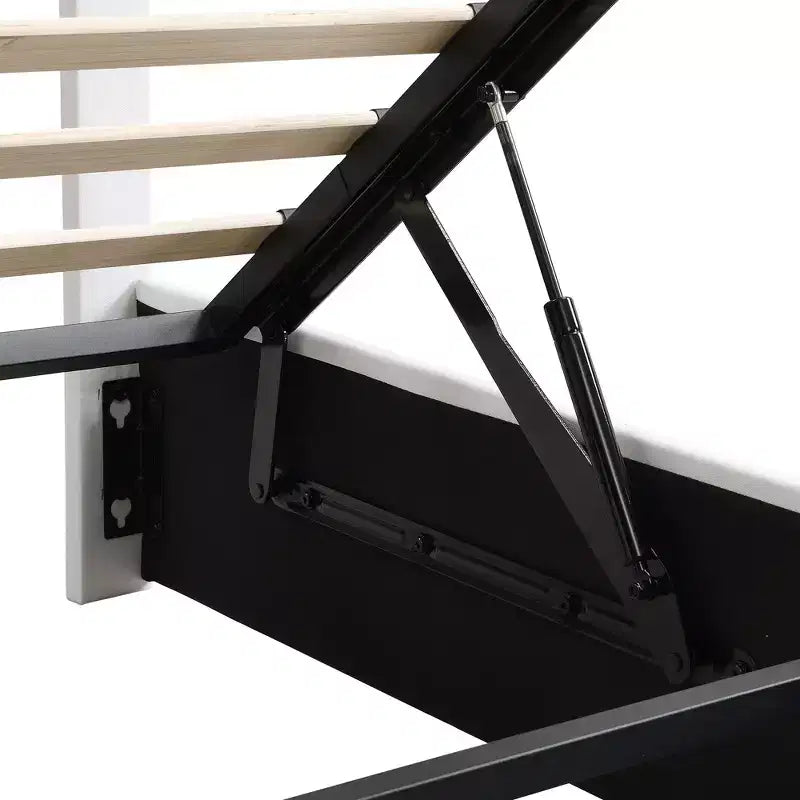 Letto imbottito Queen size con sistema di sollevamento idraulico e vano contenitore - Beige