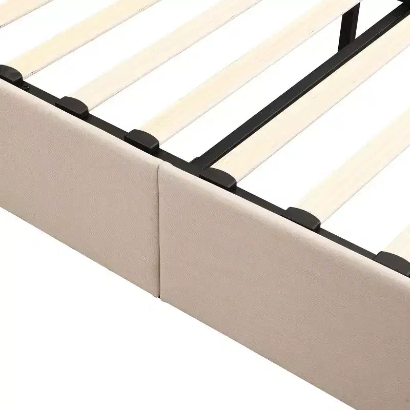 Letto imbottito Queen size con sistema di sollevamento idraulico e vano contenitore - Beige