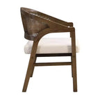 Christopher Knight Home Ilumia Rustic 7 Piece Rattan Rubberwood Upholstered Dining Chairs with Double Pedestal Oval Table