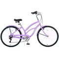 NAYSAYE Bicycle 7 Speed 26 Inch Beach Cruiser Bike Steel Frame for Women for Comfortable Rides, Purple, 69.96*28.32*43.2