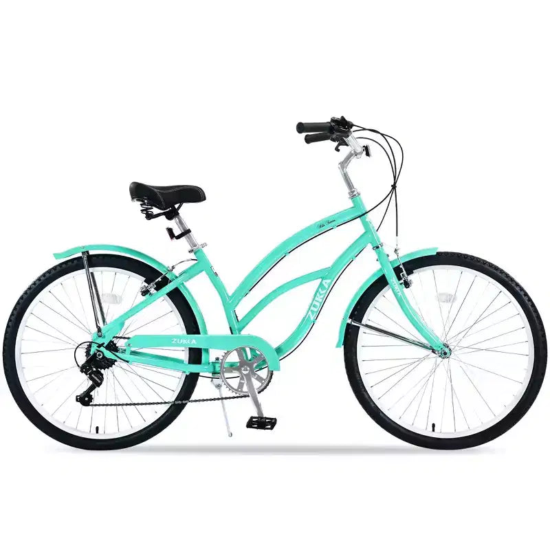 NAYSAYE 26 Inch Beach Cruiser Bike for Adults, 7 Speed Commuter Bicycle Steel Frame for Women for Comfortable Rides, Mint Green, 69.6*28.5*40.5