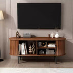 GDFStudio Fennik Mid-Century Modern Wooden TV Stand with Sliding Door