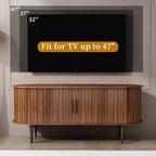 GDFStudio Fennik Mid-Century Modern Wooden TV Stand with Sliding Door