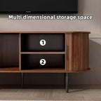 GDFStudio Fennik Mid-Century Modern Wooden TV Stand with Sliding Door