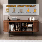GDFStudio Fennik Mid-Century Modern Wooden TV Stand with Sliding Door