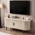 GDFStudio Fennik Mid-Century Modern Wooden TV Stand with Sliding Door