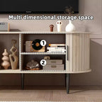 GDFStudio Fennik Mid-Century Modern Wooden TV Stand with Sliding Door