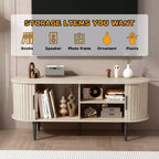 GDFStudio Fennik Mid-Century Modern Wooden TV Stand with Sliding Door
