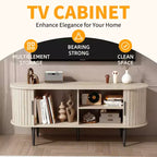 GDFStudio Fennik Mid-Century Modern Wooden TV Stand with Sliding Door