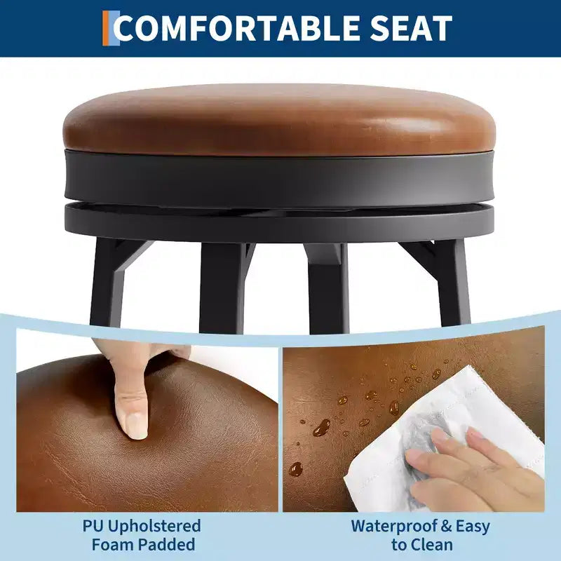 Sgabelli da bar girevoli da 30" (76 cm) set da 4 con poggiapiedi, moderni sgabelli da bancone con rivestimento in pelle PU e struttura in metallo, sgabelli da bar rotondi senza schienale