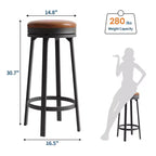 Sgabelli da bar girevoli da 30" (76 cm) set da 4 con poggiapiedi, moderni sgabelli da bancone con rivestimento in pelle PU e struttura in metallo, sgabelli da bar rotondi senza schienale