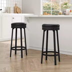 Sgabelli da bar girevoli da 30" (76 cm) set da 4 con poggiapiedi, moderni sgabelli da bancone con rivestimento in pelle PU e struttura in metallo, sgabelli da bar rotondi senza schienale