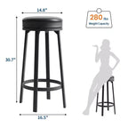 Sgabelli da bar girevoli da 30" (76 cm) set da 4 con poggiapiedi, moderni sgabelli da bancone con rivestimento in pelle PU e struttura in metallo, sgabelli da bar rotondi senza schienale