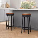 Sgabelli da bar girevoli da 30" (76 cm) set da 4 con poggiapiedi, moderni sgabelli da bancone con rivestimento in pelle PU e struttura in metallo, sgabelli da bar rotondi senza schienale