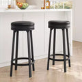 30'' Swivel Bar Stools Set of 4 with Footrest, Modern Counter Height Barstools with PU Leather Upholstered and Metal Frame, Backless Round Bar Stools