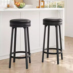 30'' Swivel Bar Stools Set of 4 with Footrest, Modern Counter Height Barstools with PU Leather Upholstered and Metal Frame, Backless Round Bar Stools