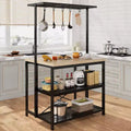 42 Kitchen Island - Microwave Stand & Baker's Rack with 3-Tier Storage Shelves, 5 Hooks & Removable Top (Natural)