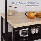 42 Kitchen Island - Microwave Stand & Baker's Rack with 3-Tier Storage Shelves, 5 Hooks & Removable Top (Natural)