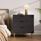 Black Dresser, Modern 3 Drawer Dresser for Bedroom with Gold Handle and Large Drawer