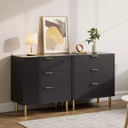 Black Dresser, Modern 3 Drawer Dresser for Bedroom with Gold Handle and Large Drawer