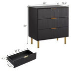 Black Dresser, Modern 3 Drawer Dresser for Bedroom with Gold Handle and Large Drawer