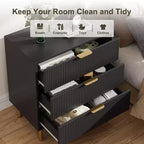Black Dresser, Modern 3 Drawer Dresser for Bedroom with Gold Handle and Large Drawer