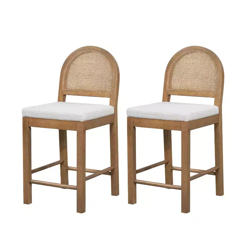 Christopher Knight Home Kinich Boho Rubberwood Rattan Upholstered Counter Stools (Set of 2)