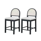 Christopher Knight Home Kinich Boho Rubberwood Rattan Upholstered Counter Stools (Set of 2)