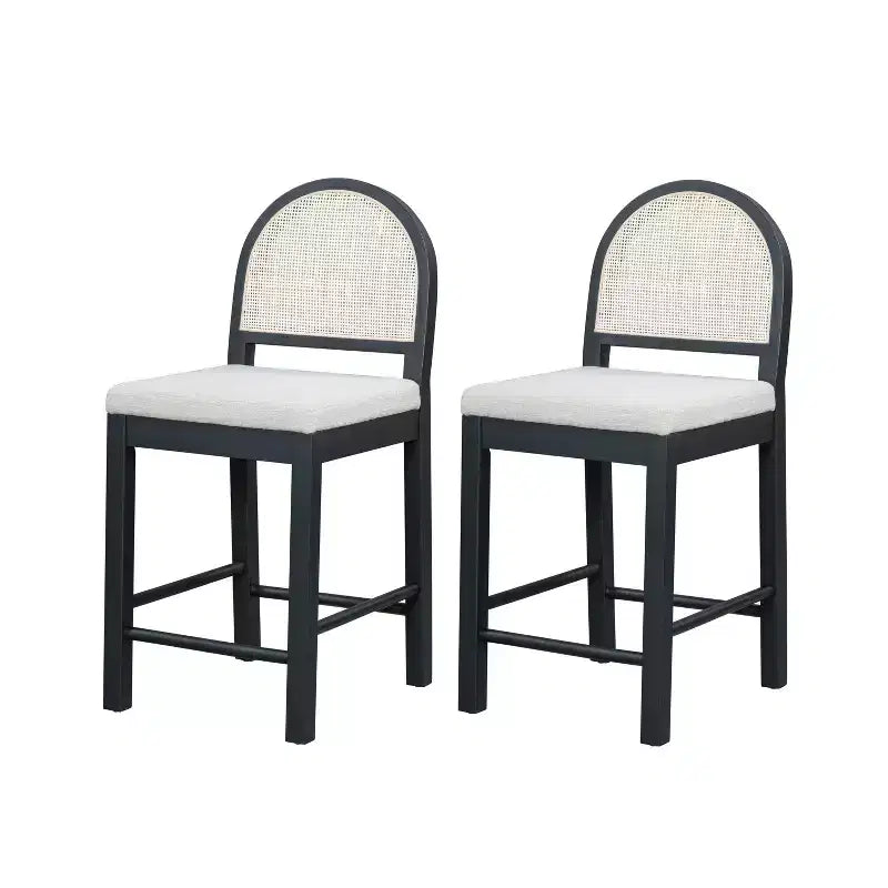 Christopher Knight Home Kinich Boho Rubberwood Rattan Upholstered Counter Stools (Set of 2)