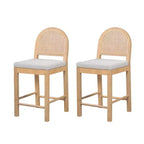 Christopher Knight Home Kinich Boho Rubberwood Rattan Upholstered Counter Stools (Set of 2)