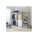 HomeStock 77.7 in.H x 111 in.W White Wood Composite Closet System for Universal Storage with Storage Bins