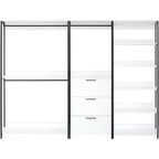 HomeStock 77.7 in.H x 111 in.W White Wood Composite Closet System for Universal Storage with Storage Bins