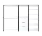 HomeStock 77.7 in.H x 111 in.W White Wood Composite Closet System for Universal Storage with Storage Bins