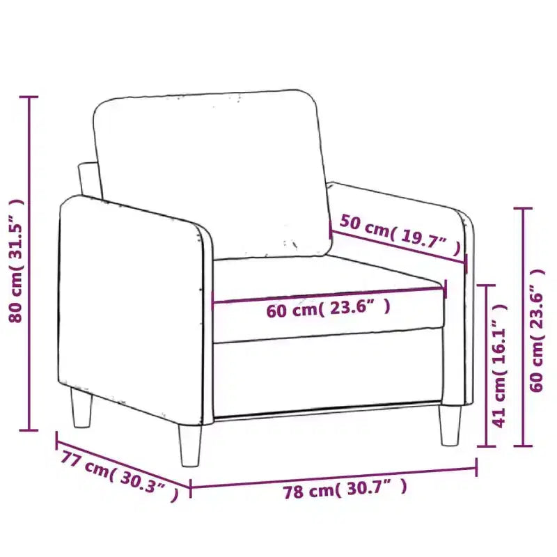vidaXL Sofa Chair Upholstered Single Sofa Armchair for Living Room Fabric - Dark Gray 23.6