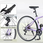 NAYSAYE Bicycle 7 Speed Hybrid Mountain Bike Aluminum Frame Double Disc Brake Bikes For Adults and Kids, 64.57*25.19*37.79