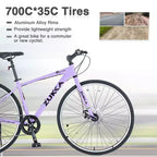 NAYSAYE Bicycle 7 Speed Hybrid Mountain Bike Aluminum Frame Double Disc Brake Bikes For Adults and Kids, 64.57*25.19*37.79