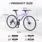 NAYSAYE Bicycle 7 Speed Hybrid Mountain Bike Aluminum Frame Double Disc Brake Bikes For Adults and Kids, 64.57*25.19*37.79