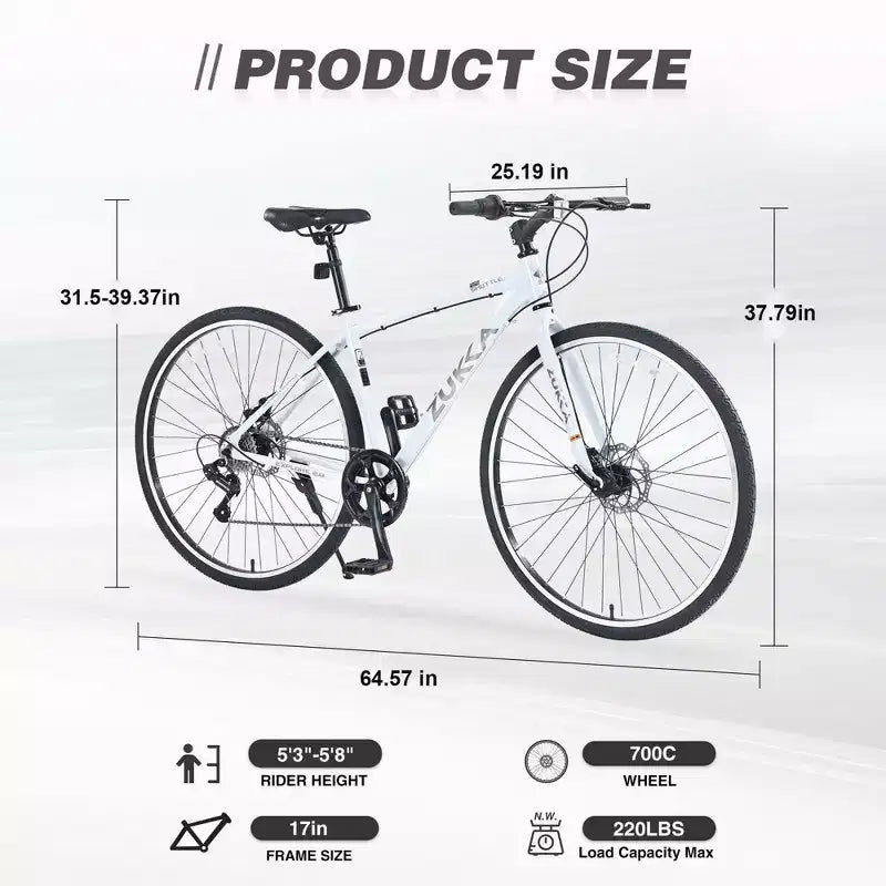 NAYSAYE Bicycle 7 Speed Hybrid Mountain Bike Aluminum Frame Double Disc Brake Bikes For Adults and Kids, 64.57*25.19*37.79