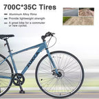 NAYSAYE Bicycle 7 Speed Hybrid Mountain Bike Aluminum Frame Double Disc Brake Bikes For Adults and Kids, 64.57*25.19*37.79