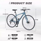 NAYSAYE Bicycle 7 Speed Hybrid Mountain Bike Aluminum Frame Double Disc Brake Bikes For Adults and Kids, 64.57*25.19*37.79