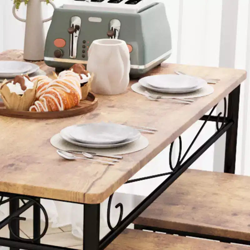 Set da Tavolo da Pranzo per Cucina Rustica, con 4 Sedie