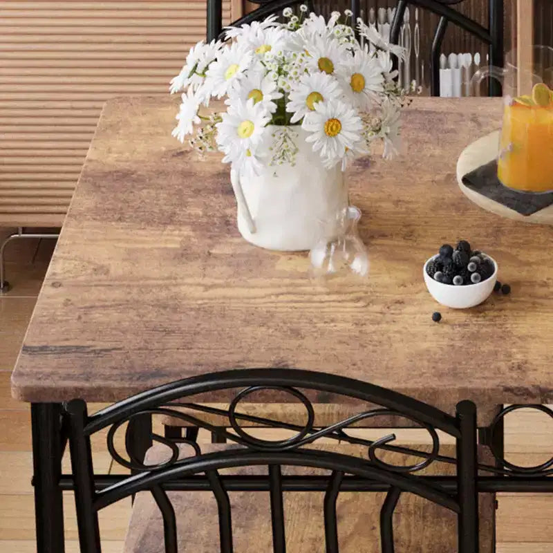 Set da Tavolo da Pranzo per Cucina Rustica, con 4 Sedie