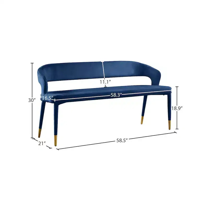 Meridian Furniture,Destiny Navy Velvet Bench