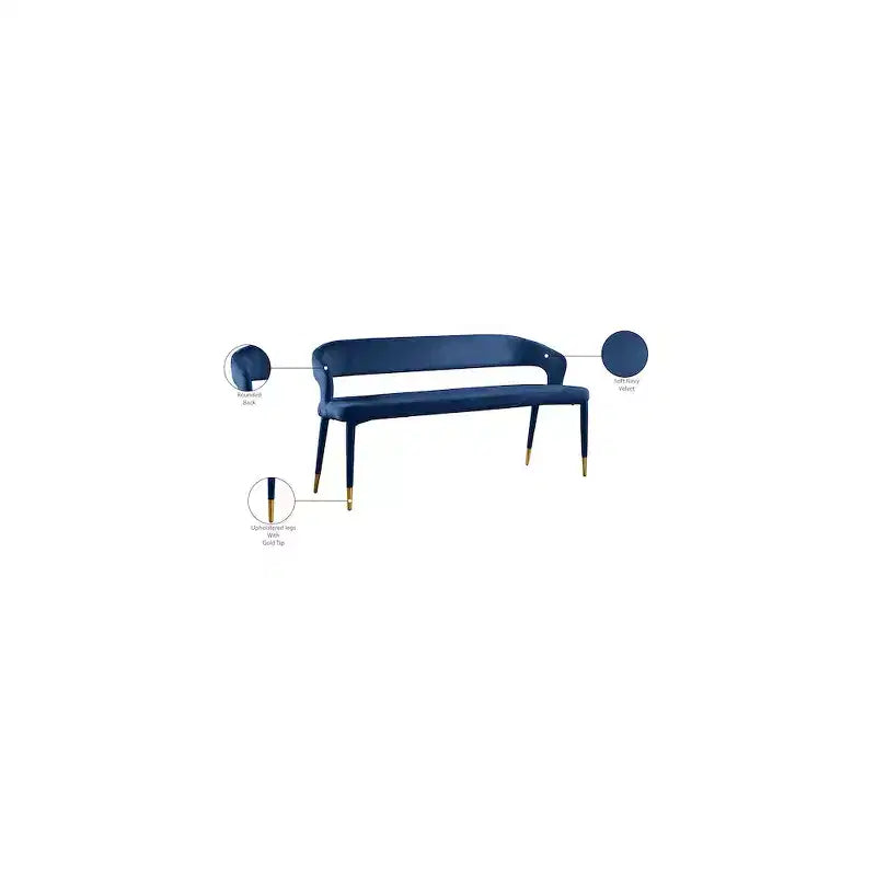 Meridian Furniture,Destiny Navy Velvet Bench