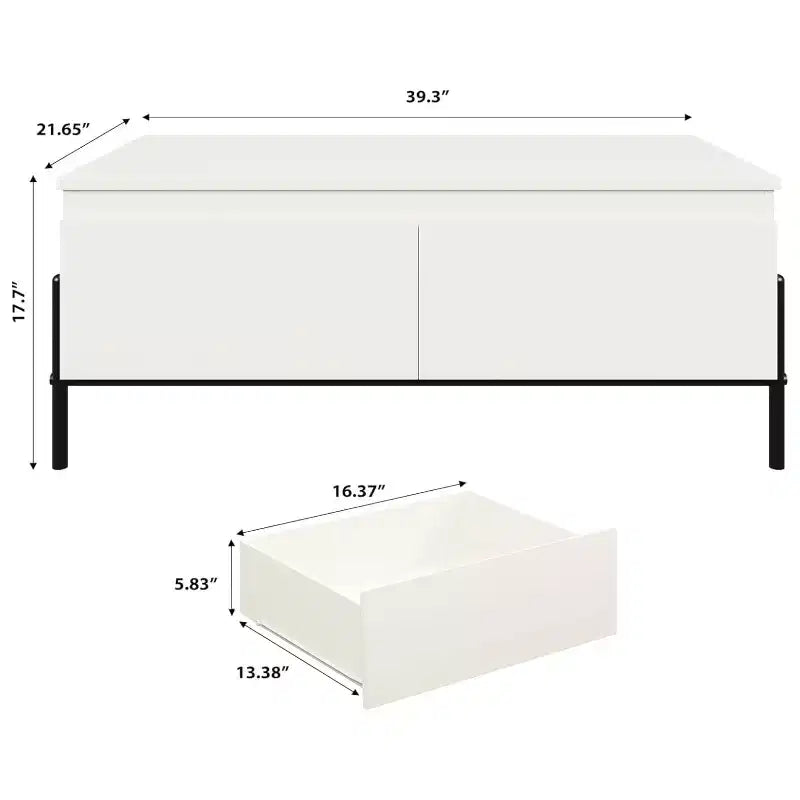GustoWave Tavolino da caffè moderno, Tavolino centrale con cassetti e ripiano posteriore aperto per soggiorno, ufficio, camera da letto, Bianco