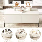 GustoWave Tavolino da caffè moderno, Tavolino centrale con cassetti e ripiano posteriore aperto per soggiorno, ufficio, camera da letto, Bianco