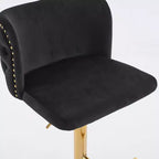 CLIHOME Set of 2 Swivel Barstools Adjusatble Seat Height With Gold-plating Base, Classic Velvet Upholstered Bar Stools