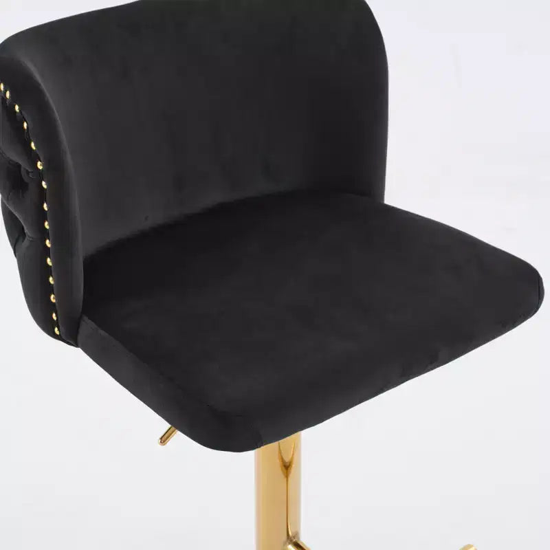 CLIHOME Set of 2 Swivel Barstools Adjusatble Seat Height With Gold-plating Base, Classic Velvet Upholstered Bar Stools