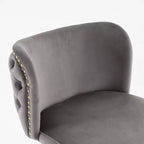 CLIHOME Set of 2 Swivel Barstools Adjusatble Seat Height With Gold-plating Base, Classic Velvet Upholstered Bar Stools